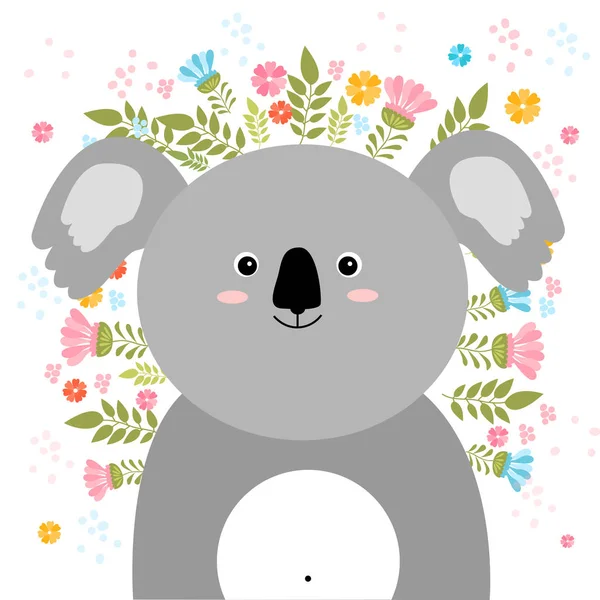 Vectorillustratie cartoon schets koala met lente en zomer — Stockvector