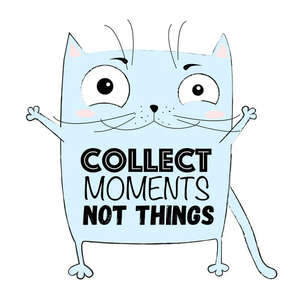 Dibujo de dibujos animados vectorial ilustración divertida gato con letras lindas — Archivo Imágenes Vectoriales