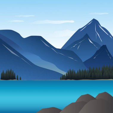 Vektör peyzaj çizim düz tasarım