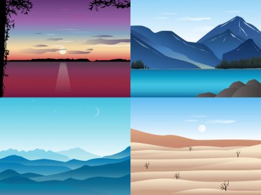 Vektör peyzaj çizim düz tasarım