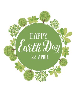 Kelime ve yeşil ağaçlar ile vektör çizim