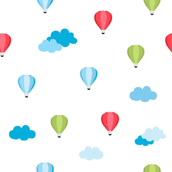 熱気球のシームレス パターン — ストックベクタ