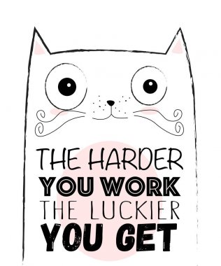 Vektör karikatür kroki komik kedi çizim şirin yazı ile