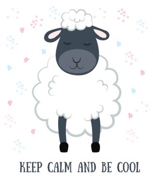 Vektör karikatür kroki koyun illüstrasyon motivasyon letteri ile