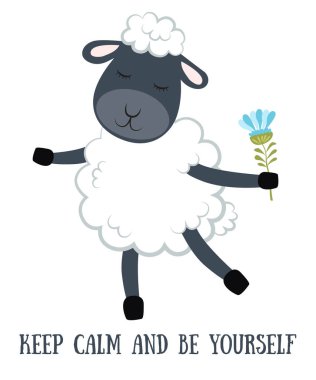 Vektör karikatür kroki koyun illüstrasyon motivasyon letteri ile