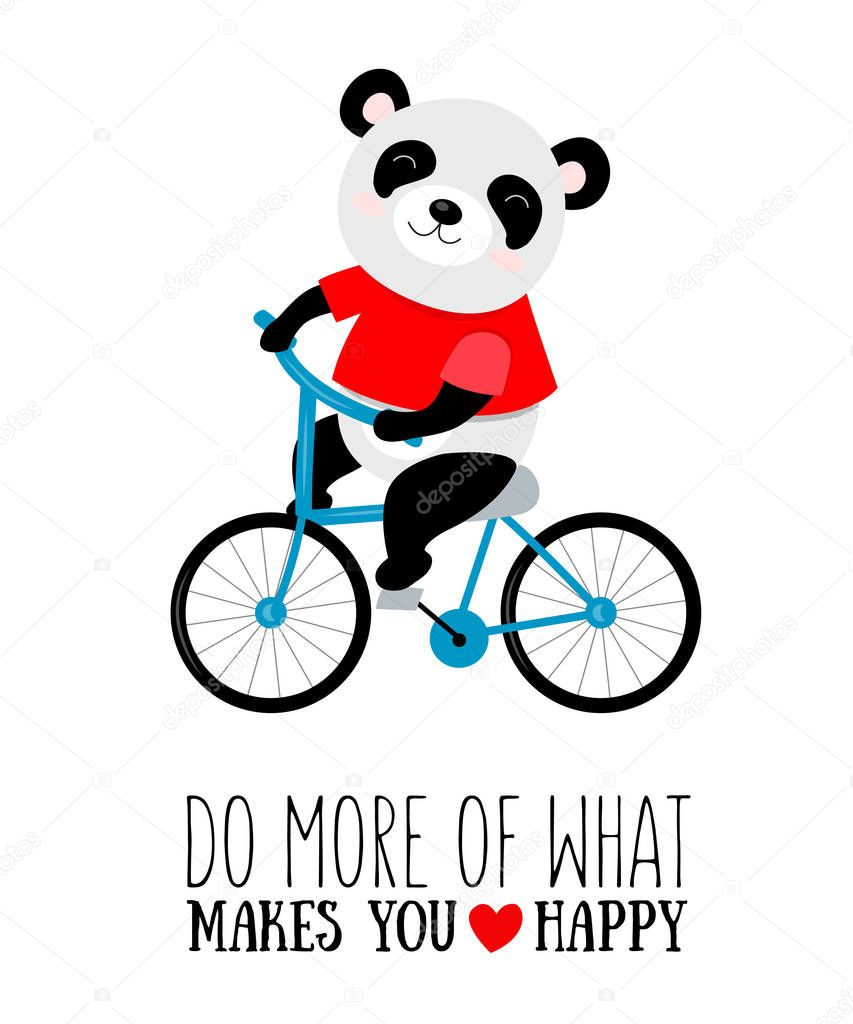Vector illustration of koala on a bicycle with motivational quot