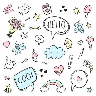 Vektör elle çizilmiş doodle set