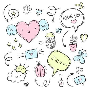 Vektör elle çizilmiş doodle set