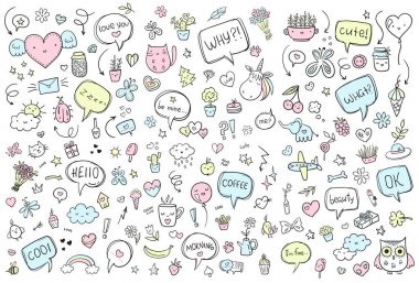 Vektör elle çizilmiş doodle set