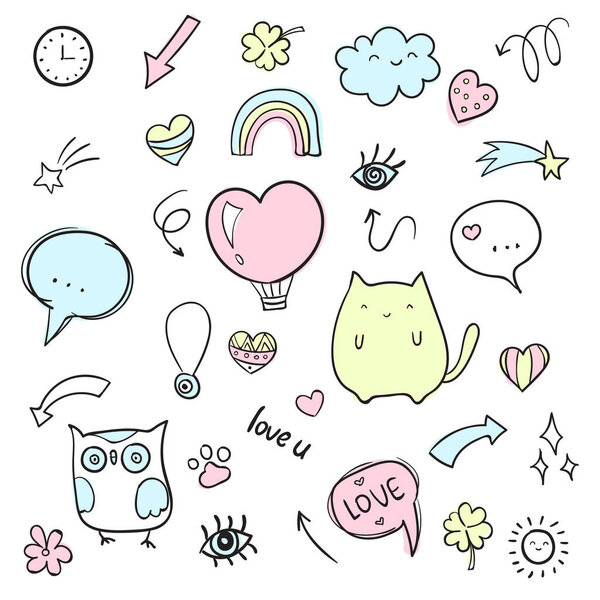 Vector hand drawn doodle set
