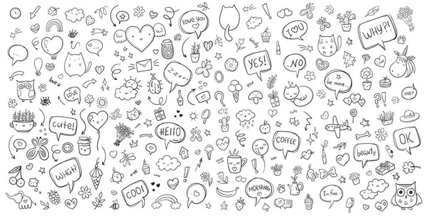 Ensemble de doodle dessiné à la main vectoriel — Image vectorielle