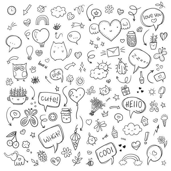 Ensemble de doodle dessiné à la main vectoriel — Image vectorielle