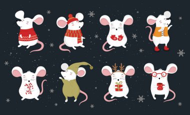 Elle yapılan taşıyıcı koleksiyonu samimi kışlık fareler çiziyor.