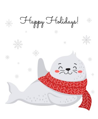 Noel ve yeni yıl için güzel mühürlü yaratıcı bir kartpostal. 