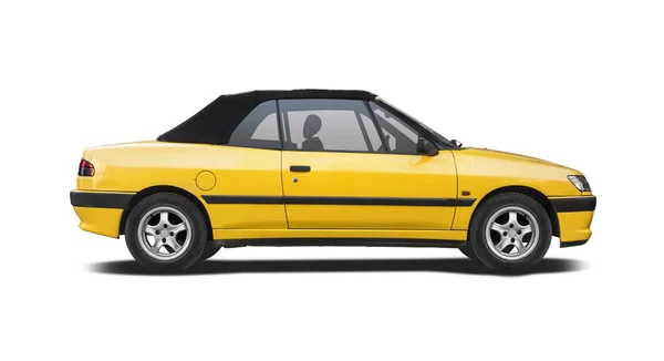 Κίτρινο cabrio αυτοκίνητο πλαϊνή όψη — Φωτογραφία Αρχείου