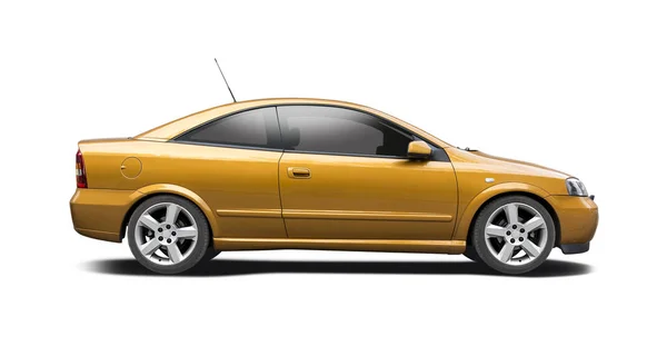 Gold sport car side view isolated — Stock Photo, Image