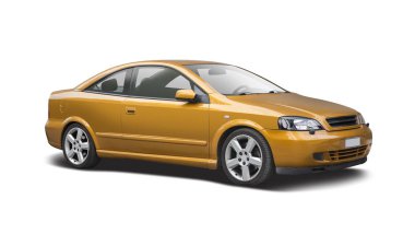 Gold sport car side view isolated  clipart