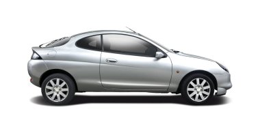 Beyaz izole küçük coupe araba