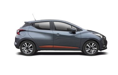 Gri beyaz arka plan üzerinde yeni supermini araba yan görünüm izole Japon