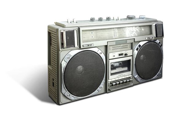 Vintage Radio Cassette Recorder Boombox isolated on white