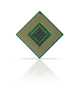 bilgisayar işlemcisi üzerinde beyaz izole