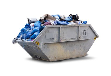Çöp Zıpla - inşaatçılar kutusu beyaz üzerine izole