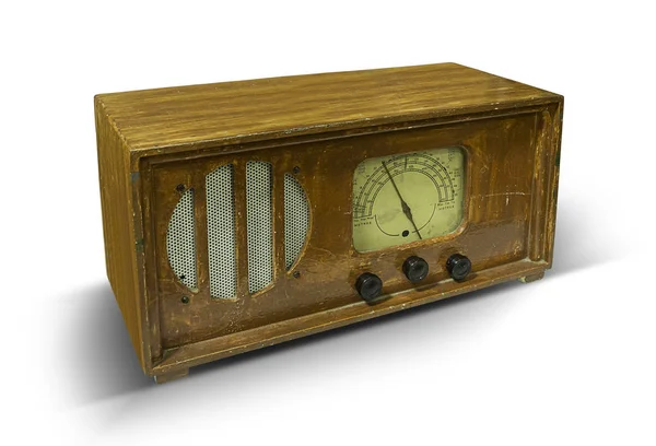 Vintage Wooden Radio Isolated White — ストック写真