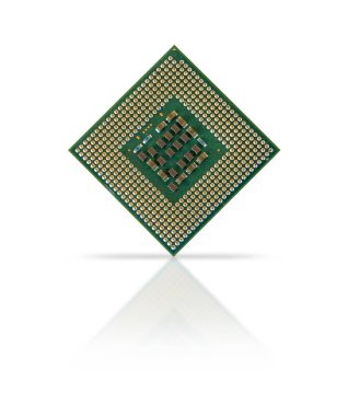 bilgisayar işlemcisi üzerinde beyaz izole