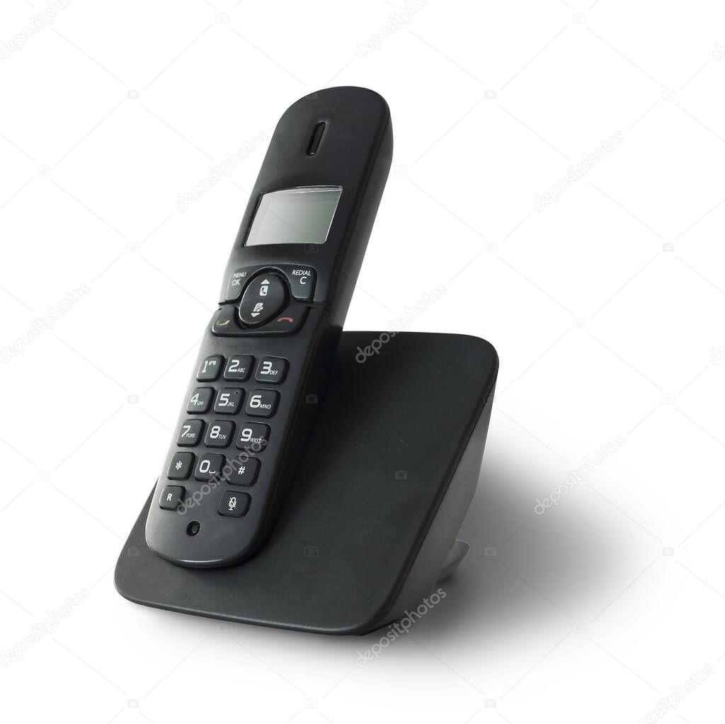 Black dect phone isolated on white