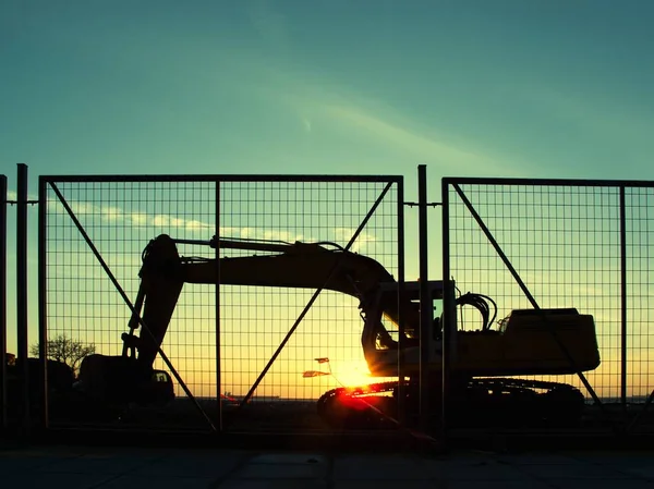Silhouete Excavator Construction Site — Stock Photo, Image