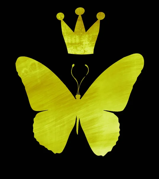 Akvarell Fjäril Med Krona Isolerad Vit — Stockfoto