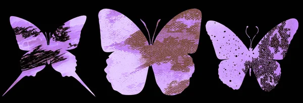 Állítsa Akvarell Pillangók Nyomatok — Stock Fotó