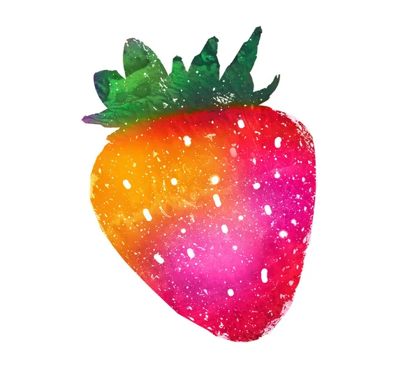 草莓在白色的水彩 — 图库照片