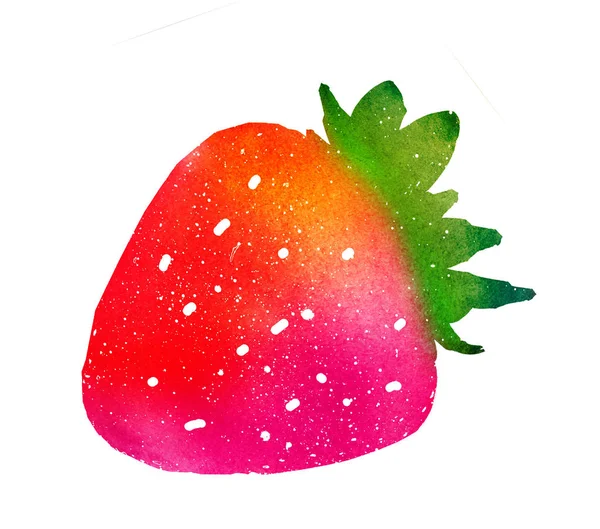 Akvarell jordgubbe på vit — Stockfoto