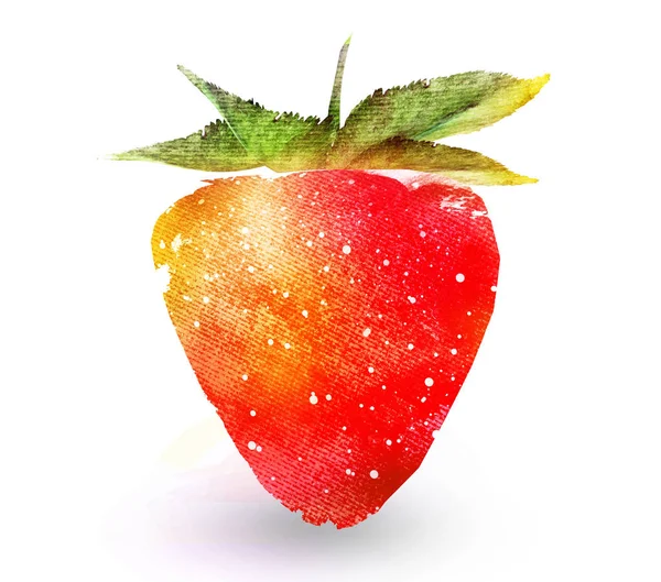 Aquarelle fraise sur blanc — Photo