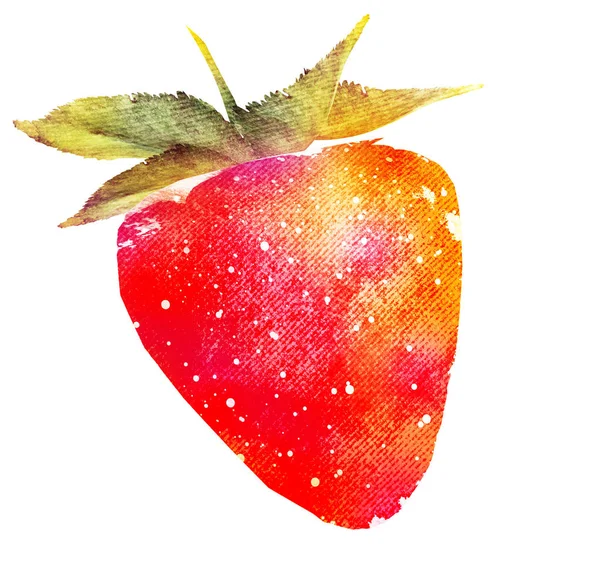 Aquarelle fraise sur blanc — Photo