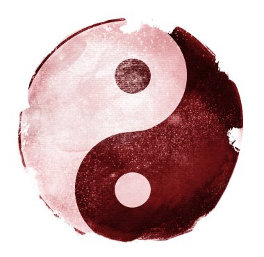 Yin ve Yang 'ın suluboya iç çekişi