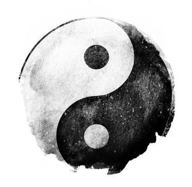 Yin ve Yang 'ın suluboya iç çekişi