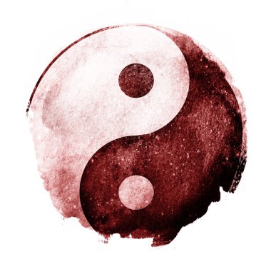 Yin ve Yang 'ın suluboya iç çekişi