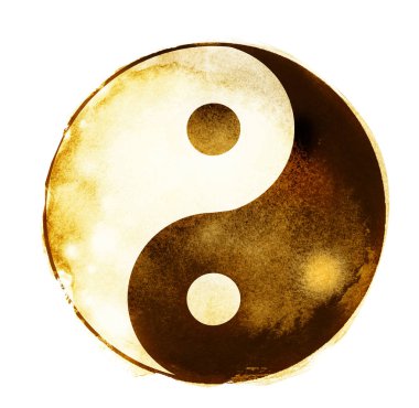 Yin ve Yang 'ın suluboya iç çekişi