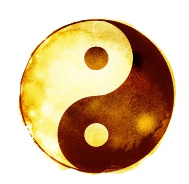 Yin ve Yang 'ın suluboya iç çekişi