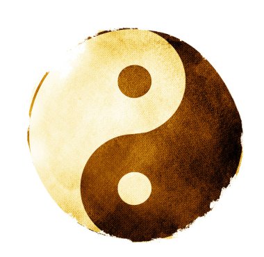 Yin ve Yang 'ın suluboya iç çekişi
