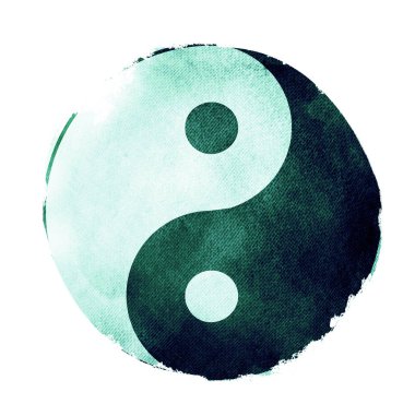 Yin ve Yang 'ın suluboya iç çekişi