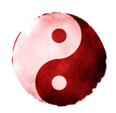 Yin ve Yang 'ın suluboya iç çekişi