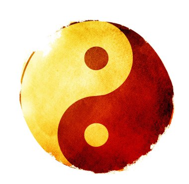 Yin ve Yang 'ın suluboya iç çekişi