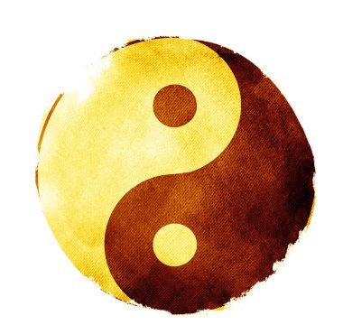 Yin ve Yang 'ın suluboya iç çekişi