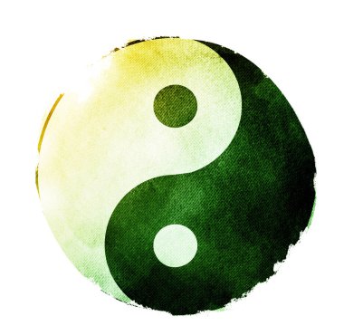 Yin ve Yang 'ın suluboya iç çekişi