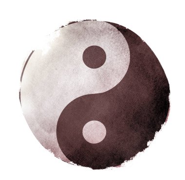 Yin ve Yang 'ın suluboya iç çekişi