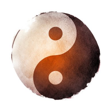Yin ve Yang 'ın suluboya iç çekişi