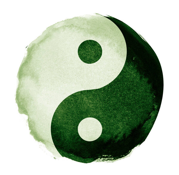 Watercolor sigh of Yin and yang